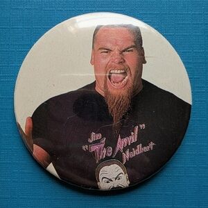 10/$25 WWF Jim The Anvil Neidhart Handmade Vintage 2.25" Button